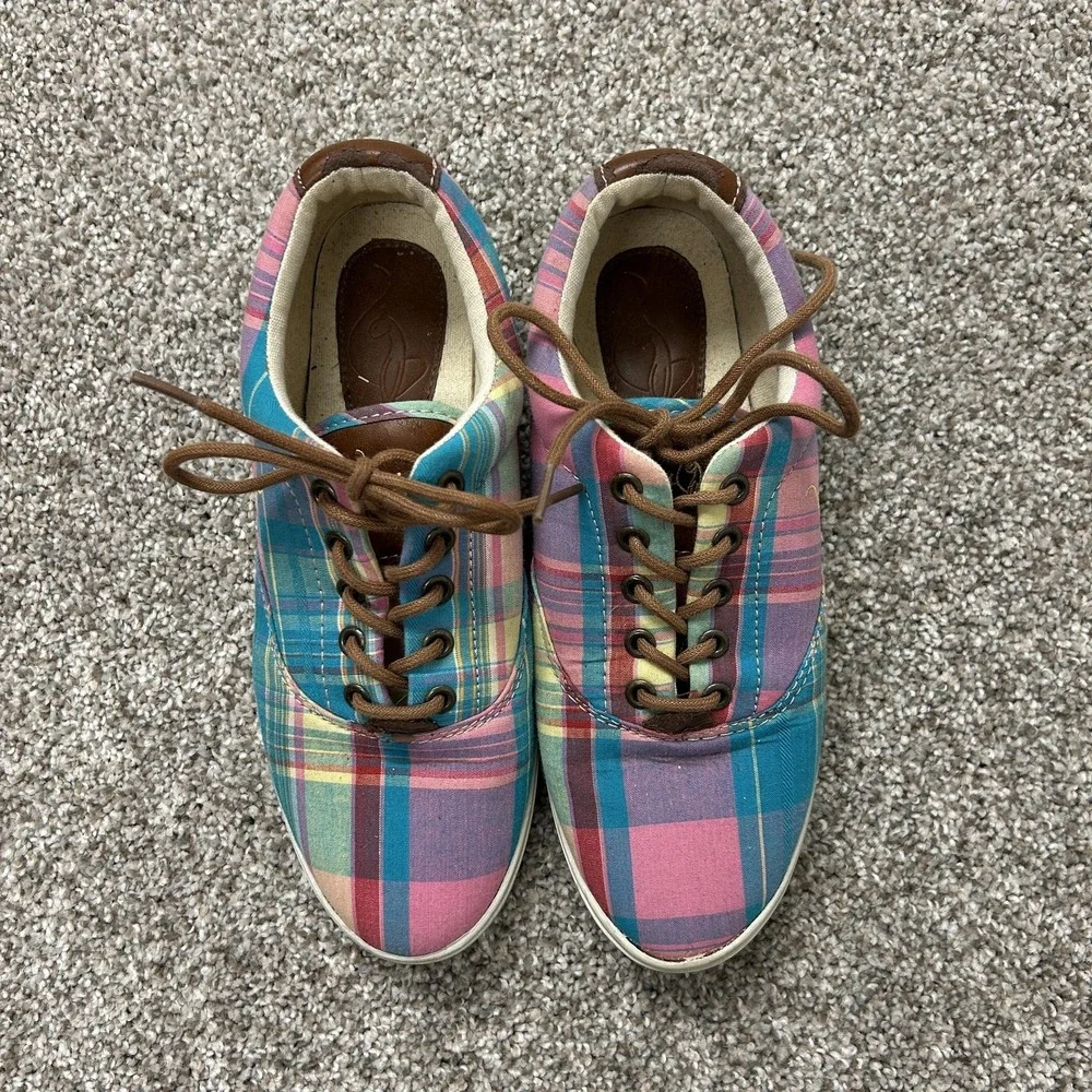 Vintage Y2K Baby Phat Canvas Shoes Womens Size 6 Multicolor Cat Sneakers Walking